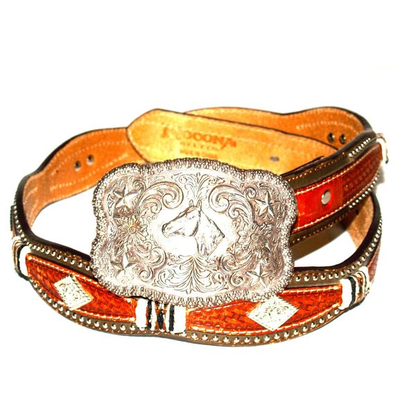 Nocona Belts & Nocona Buckles Western Studded Belt with Buckle - Size 36 - Picture 2 of 12